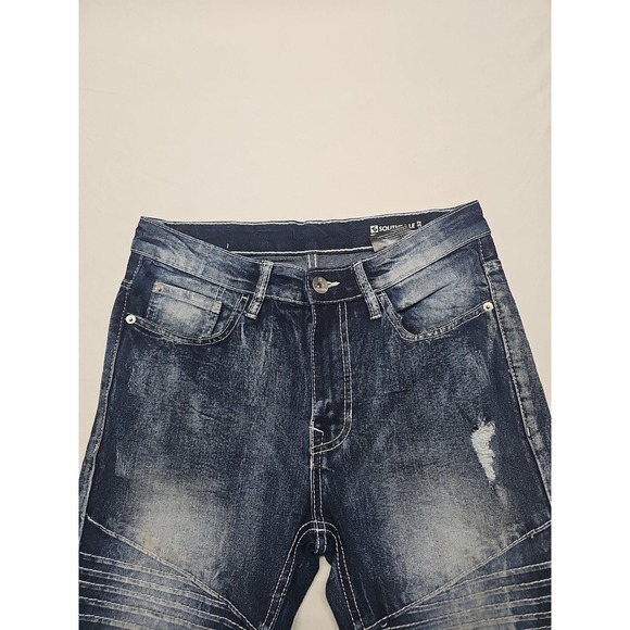 Southpole  Men's Biker/Moto Denim Pants Blue Size 30x32 Distressed - Picture 6 of 14